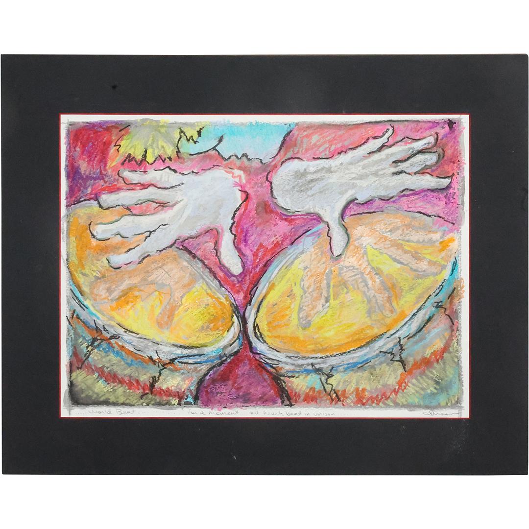 Jean Mason, Drums "World Beat" Mixed Media on Paper, Label on Verso (1 of 16)