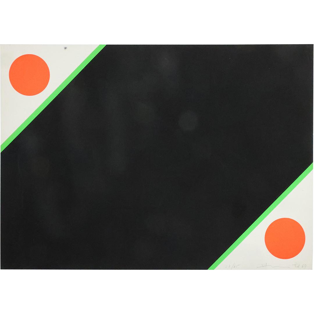 Signed Illegible 1967 Lithograph Circles and Shape, Mid-Century Modern (1 of 11)