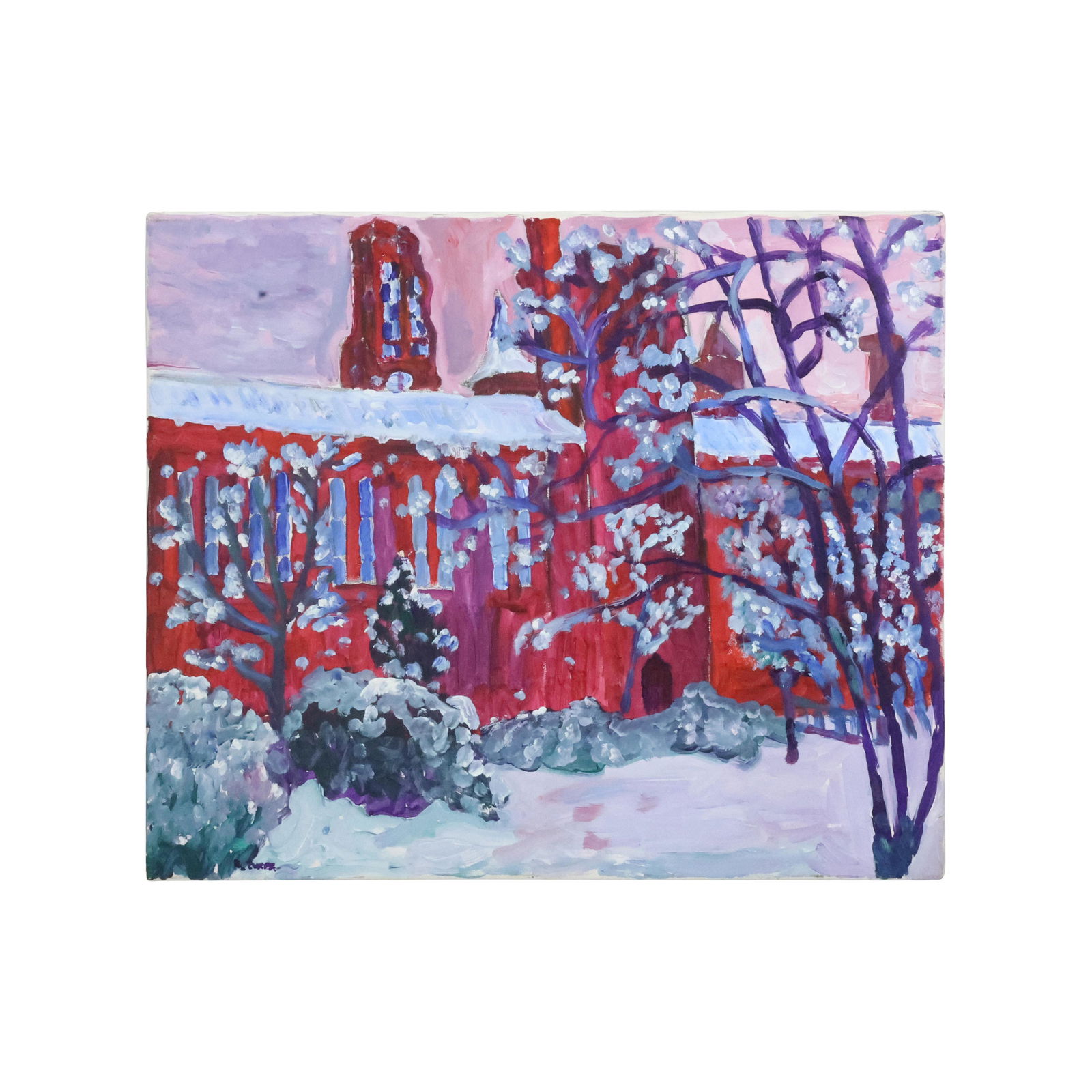 Herman Zuker, b. 1959, American-Poland, Acrylic Painting Home in Winter Fresh Snow (1 of 12)