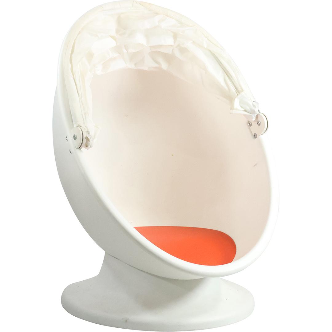 Monika Mulder Designer for Ikea Child's White Molded Egg Chair with Pull Down Hood (1 of 13)