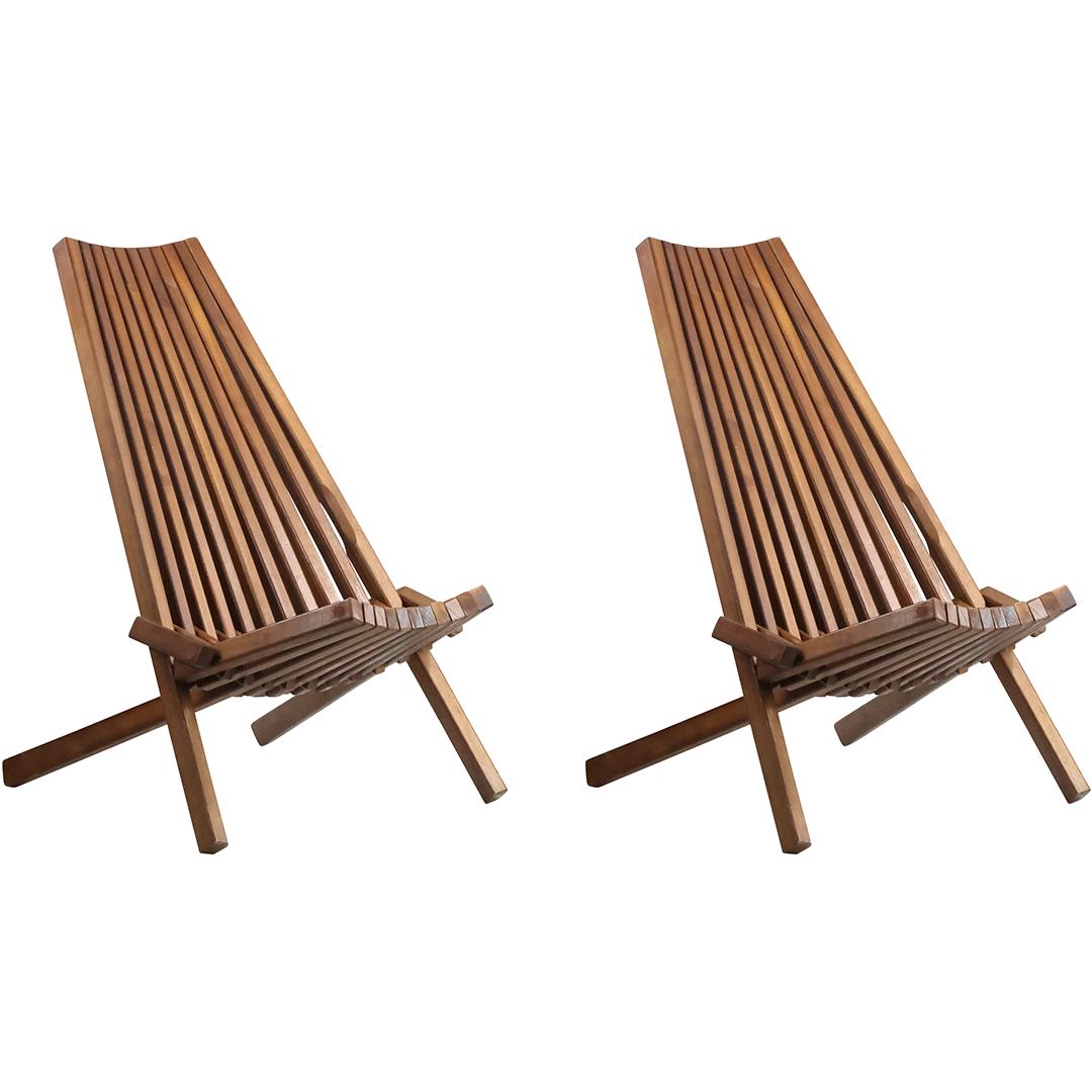 [2] Hans Wegner Style by Melino Teak Wood Folding Lounge Chairs - Clean (1 of 16)