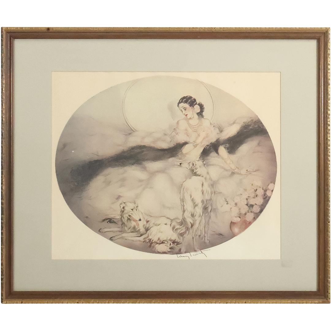 Louis Icart, Framed PRINT, Art Deco Woman, Framed, Signed in Plate (1 of 14)