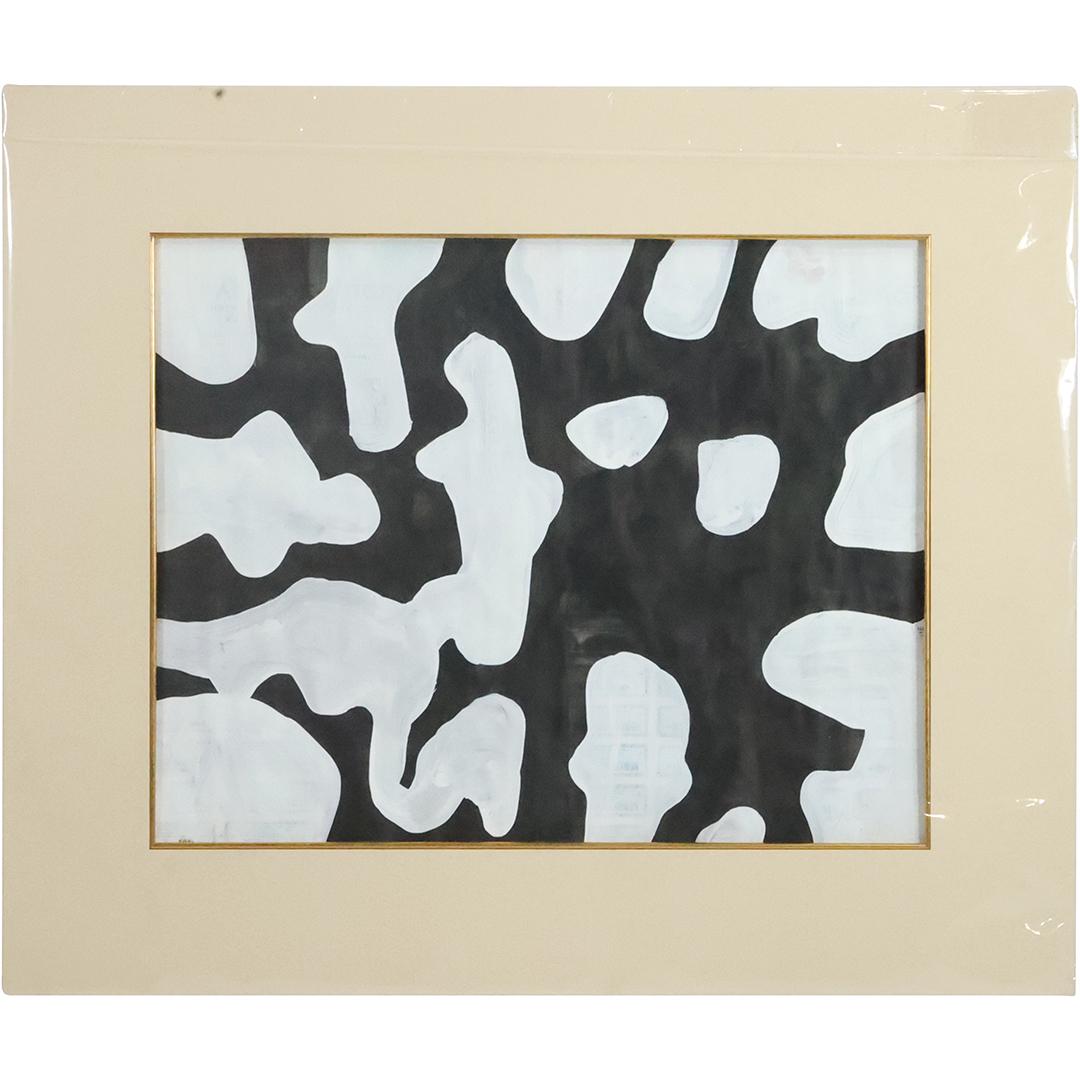 Wayne Cunningham, 20th C. American, Black and White Abstract Oil on Paper, Framed (1 of 10)
