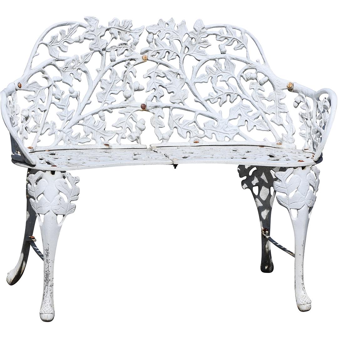 Cast Aluminum Outdoor Garden Bench ACORNS and LEAVES Pattern (1 of 13)