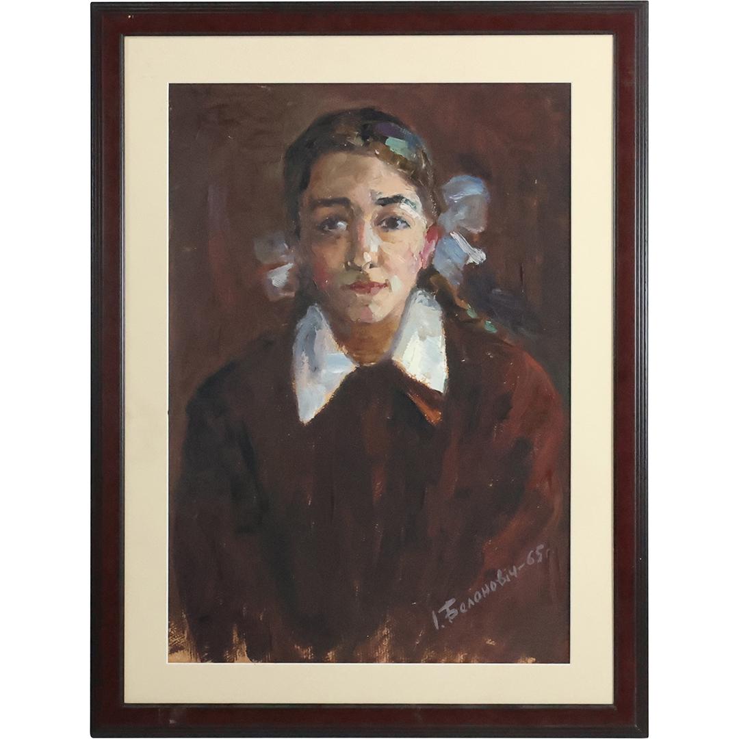 Portrait of a Young Woman Oil Painting, Russian Signed and Dated 1965, Framed (1 of 10)