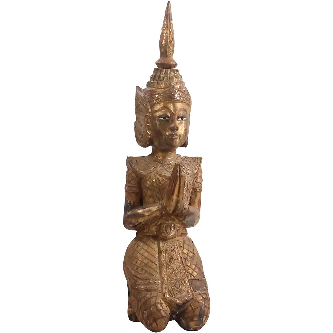 Large Gilded and Carved Wooden Figure of a Buddha 23.75 inches height (1 of 13)
