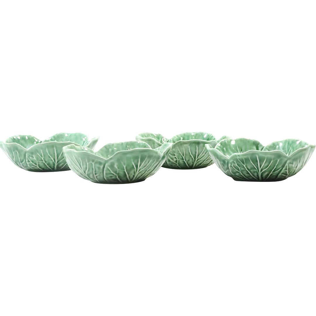 [4 ]Bordallo Pinheiro Portugal Green Cabbage Leaf Ceramic Bowls 4.75 inches diameter (1 of 13)