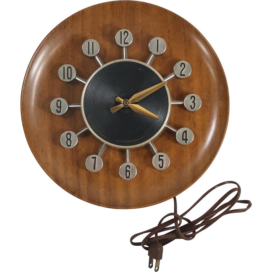 Spartus [Made in USA] Mid-Century Modern Atomic Metal Wall Clock 10 inches diameter (1 of 9)