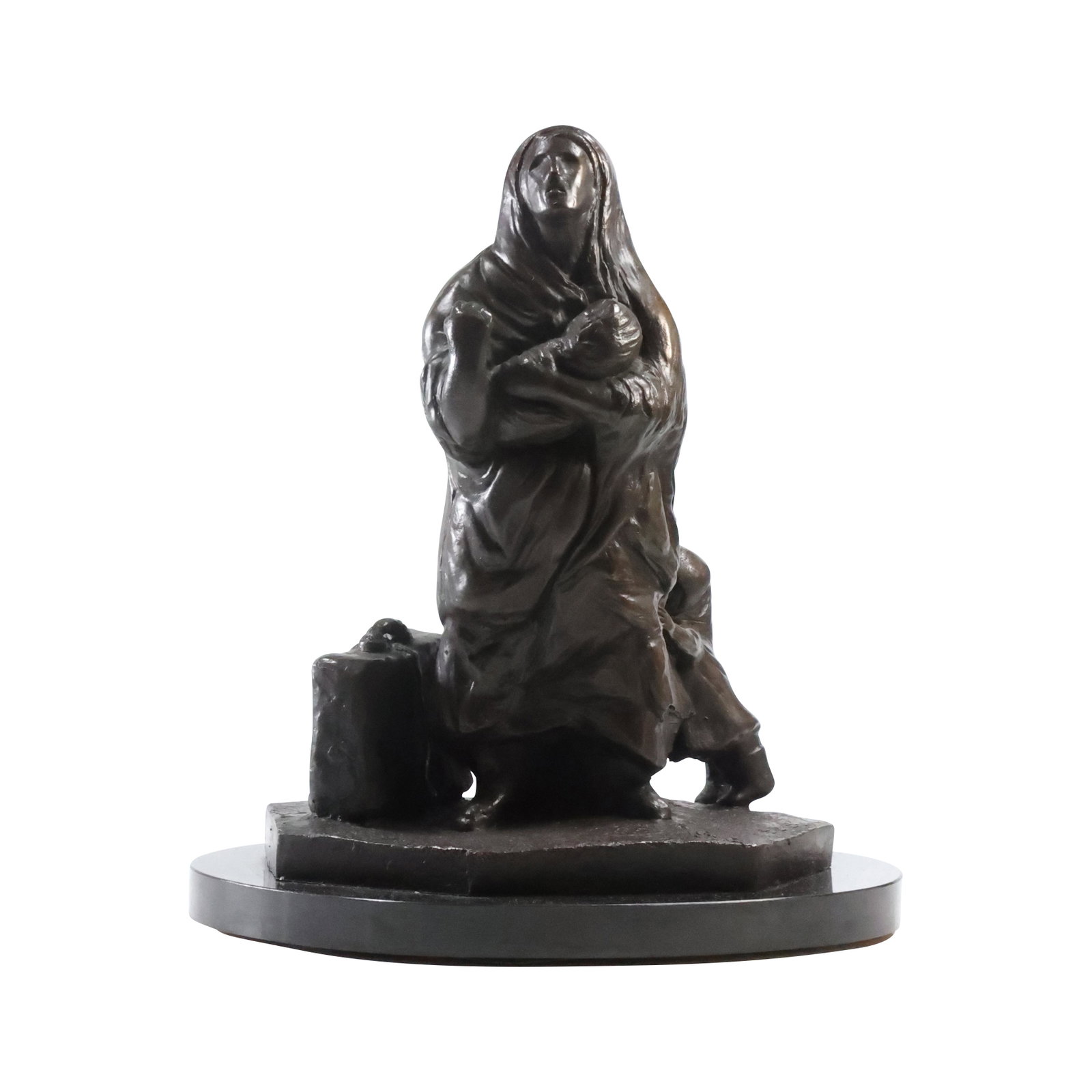 Bronze Signed VR and Dated, Mother and Children with Luggage - Good Patina 12.25 inches height: Bronze Signed VR and Dated, Mother and Children with Luggage - Good Patina 12.25 inches height. size: 12.25 x 8.25 x 10 THIS AUCTION HAS SPECIAL PICK UP DATES SPECIAL PICK UP DATES AND TIME-LINE, W/ E