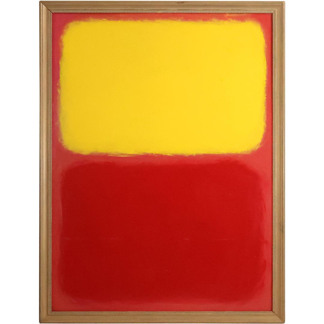 Thomas Pulgini, American, Oil Painting ABSTRACT YELLOW & RED After Mark Rothko: Thomas Pulgini, American, Oil Painting ABSTRACT YELLOW & RED After Mark Rothko. size: 37 x 27, 39.75 x 29.75 outside frame. ASKart: Thomas Pulgini, Born 1965 in Wilmington DelawarePopular Philadelphia