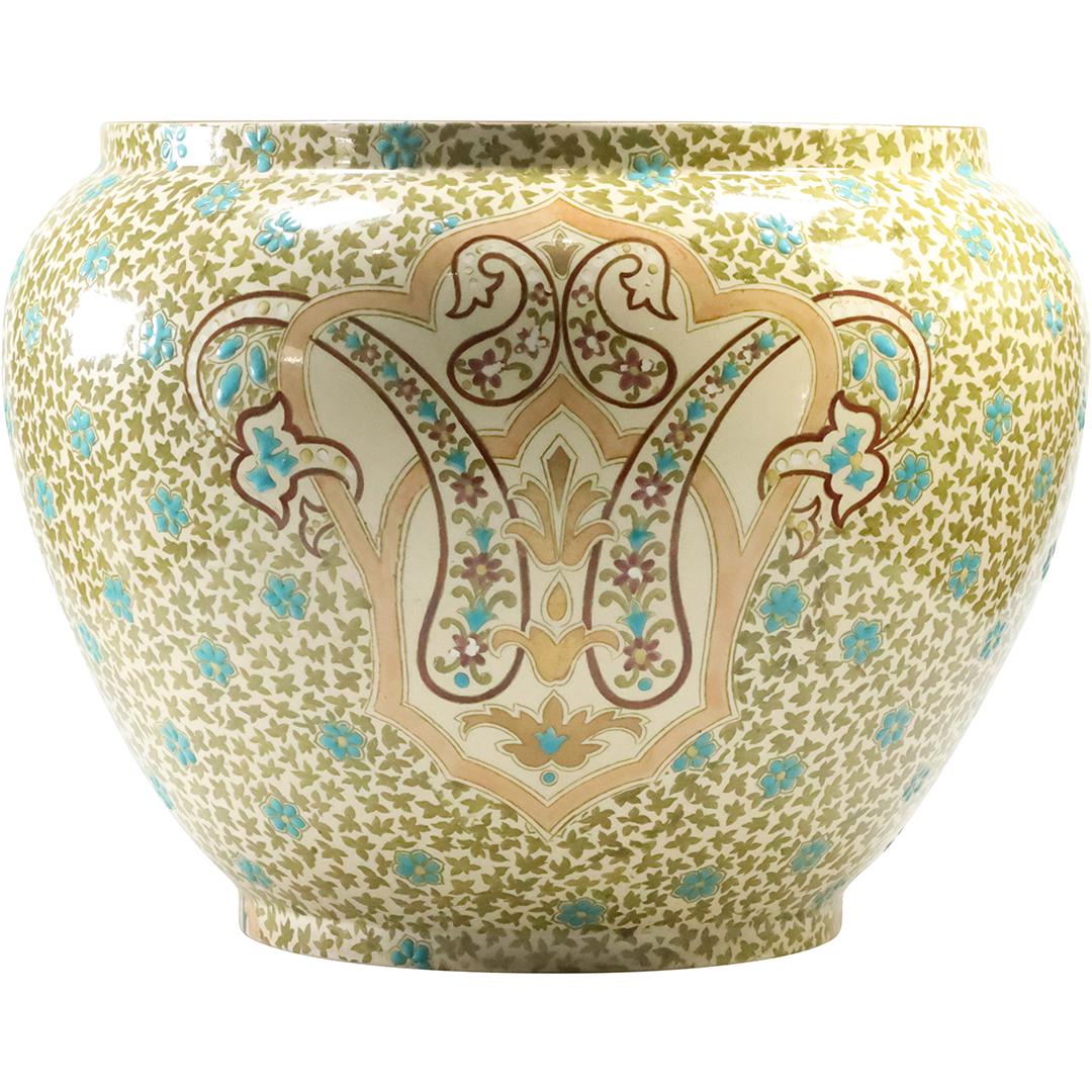 Fine Porcelain Art Nouveau Decorated Jardinese Planter Pot , Makers mark on Base 14 in. dia. (1 of 15)