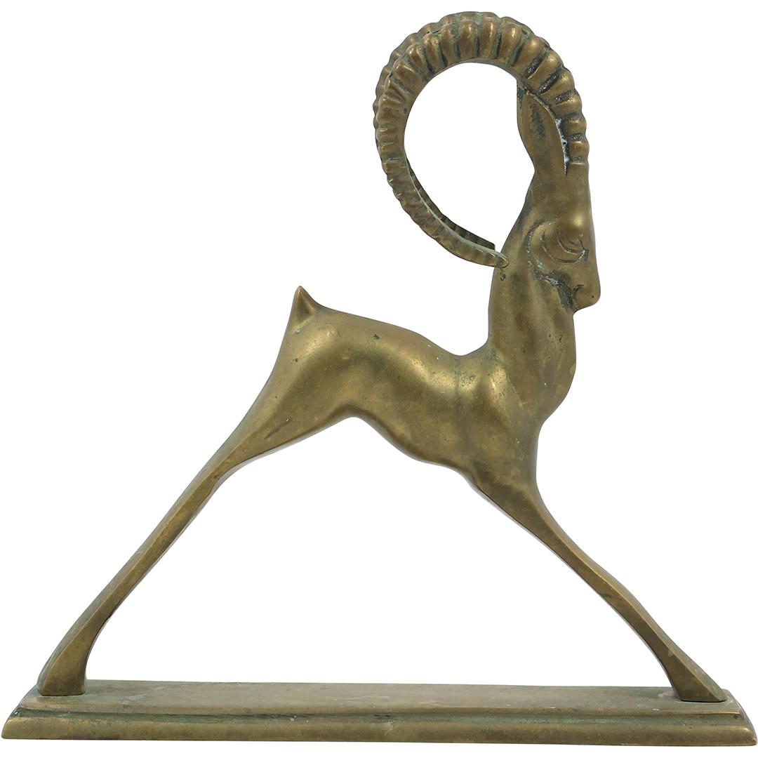 Brass Gazelle Figure Statue Sculpture / Doorstop; Mid-Century Modern - Original Patina (1 of 20)