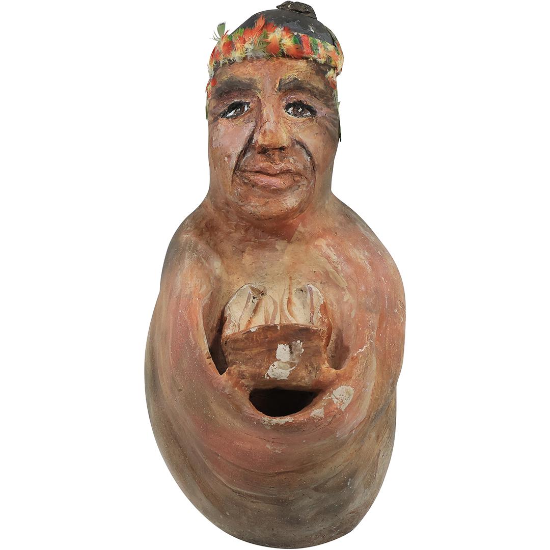 Signed CWR, Clay Ceramic Hawaiian Man Figure Sculpture 13 inches length (1 of 19)