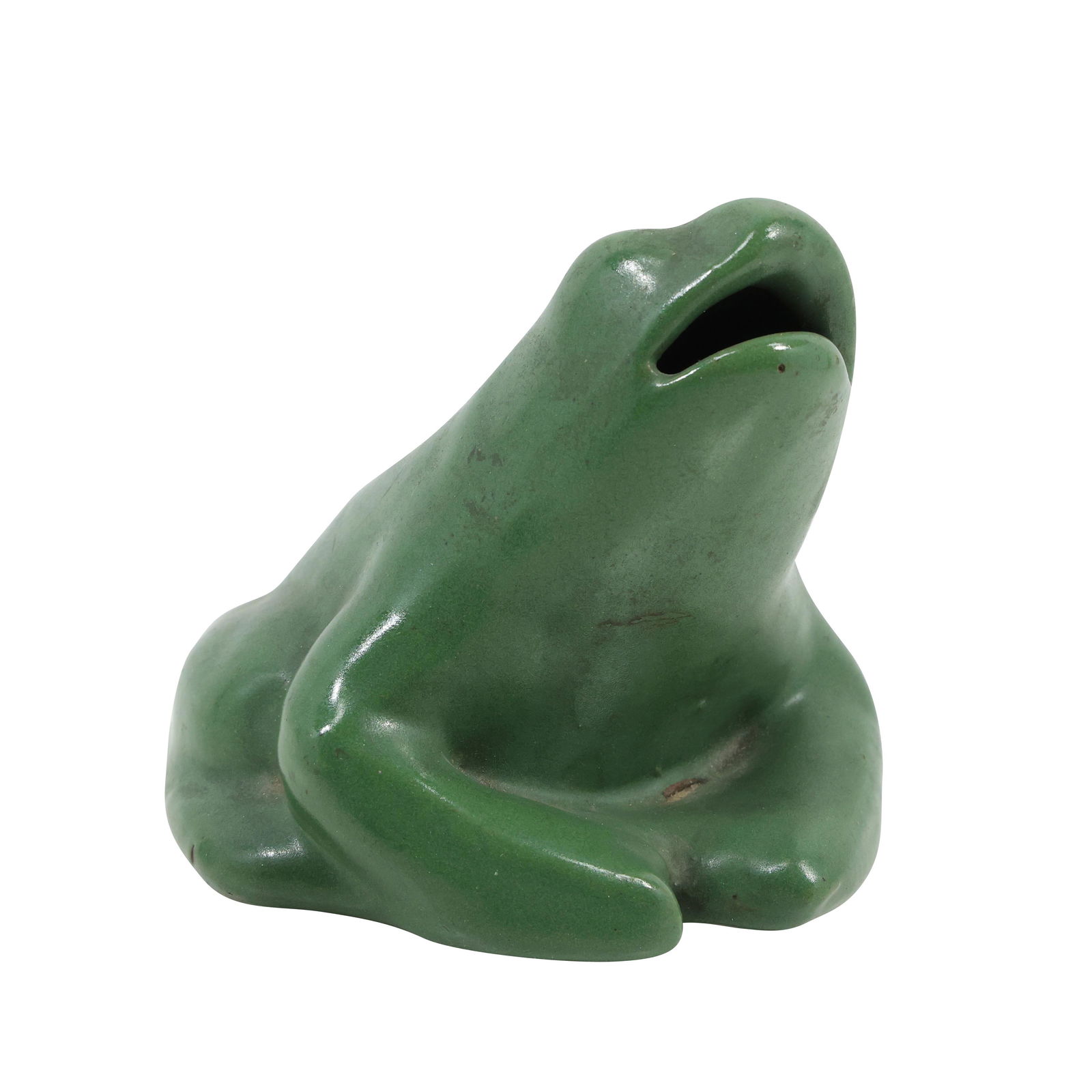 Arts & Crafts Green Glazed Art Pottery FROG Figure Statue 5.5 inches length (1 of 15)