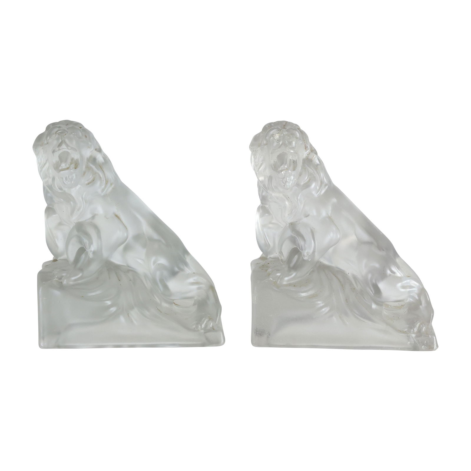 [2] Vintage Cambridge Crystal Glass Roaring Lion Figure Statues 6.25 inches height (1 of 17)