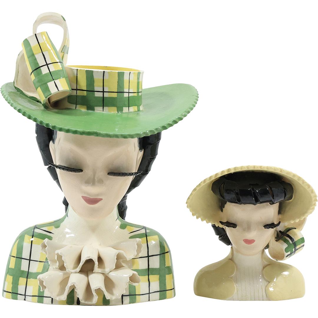 [2] Artist Signed Hand Painted Ceramic Fashion Women Head Bust Planters (1 of 19)