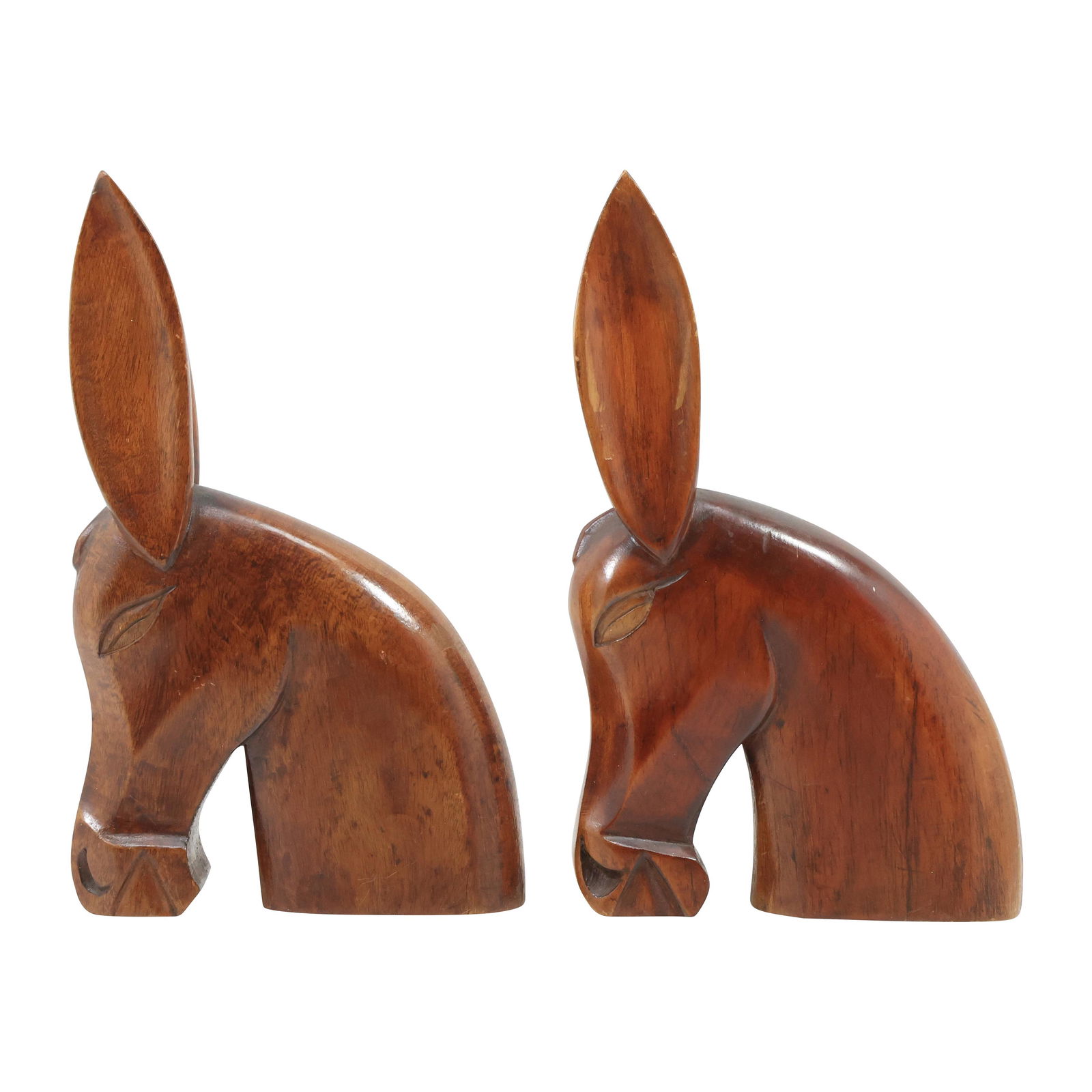 [2] Carved Teak Wood and Polished Donkey Head Figure Statues 10.75 inches height (1 of 17)