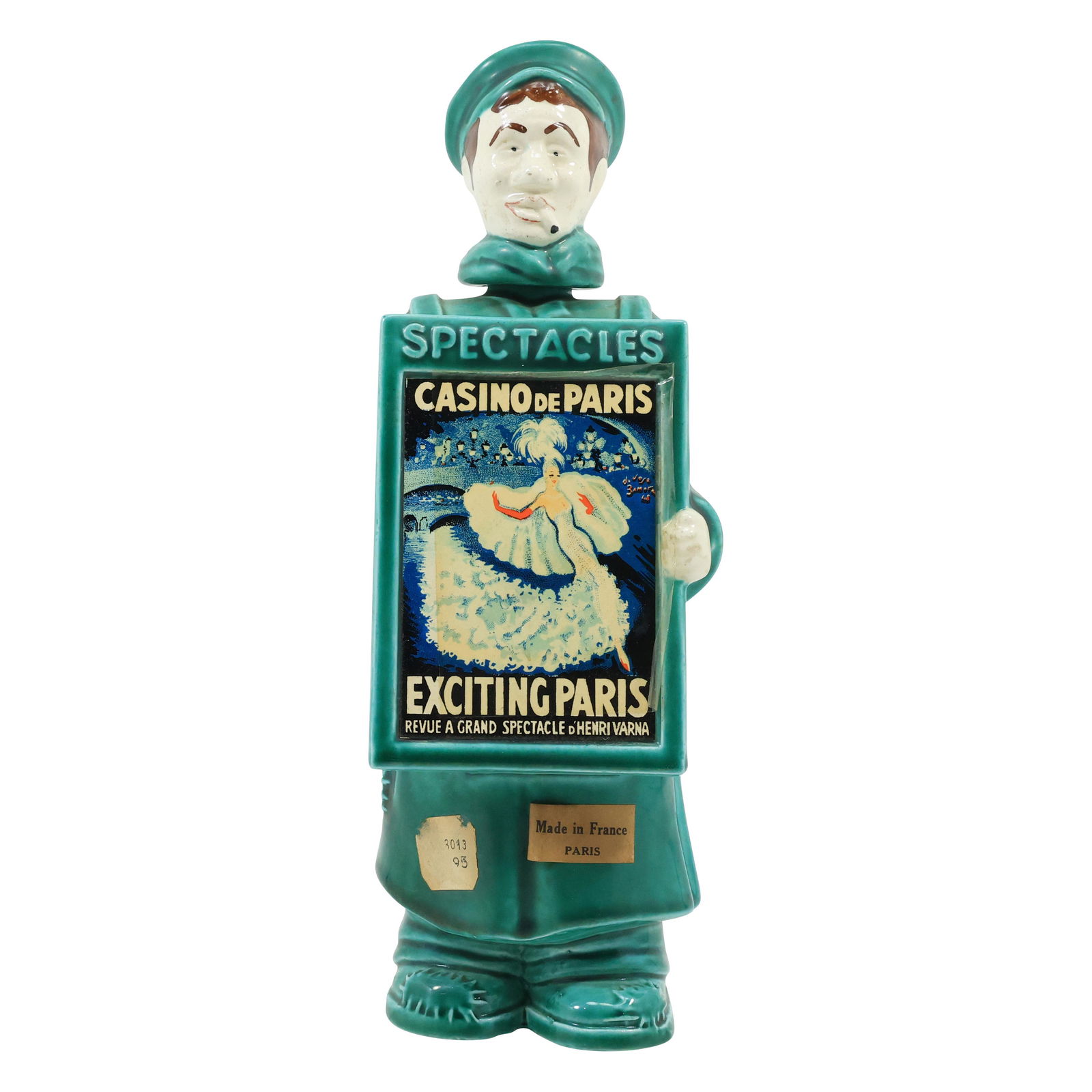 Ceramic Figural Liquor Decanter "Spectacles" Casino De Paris, Franor Royale, France 10.5 in. height (1 of 20)
