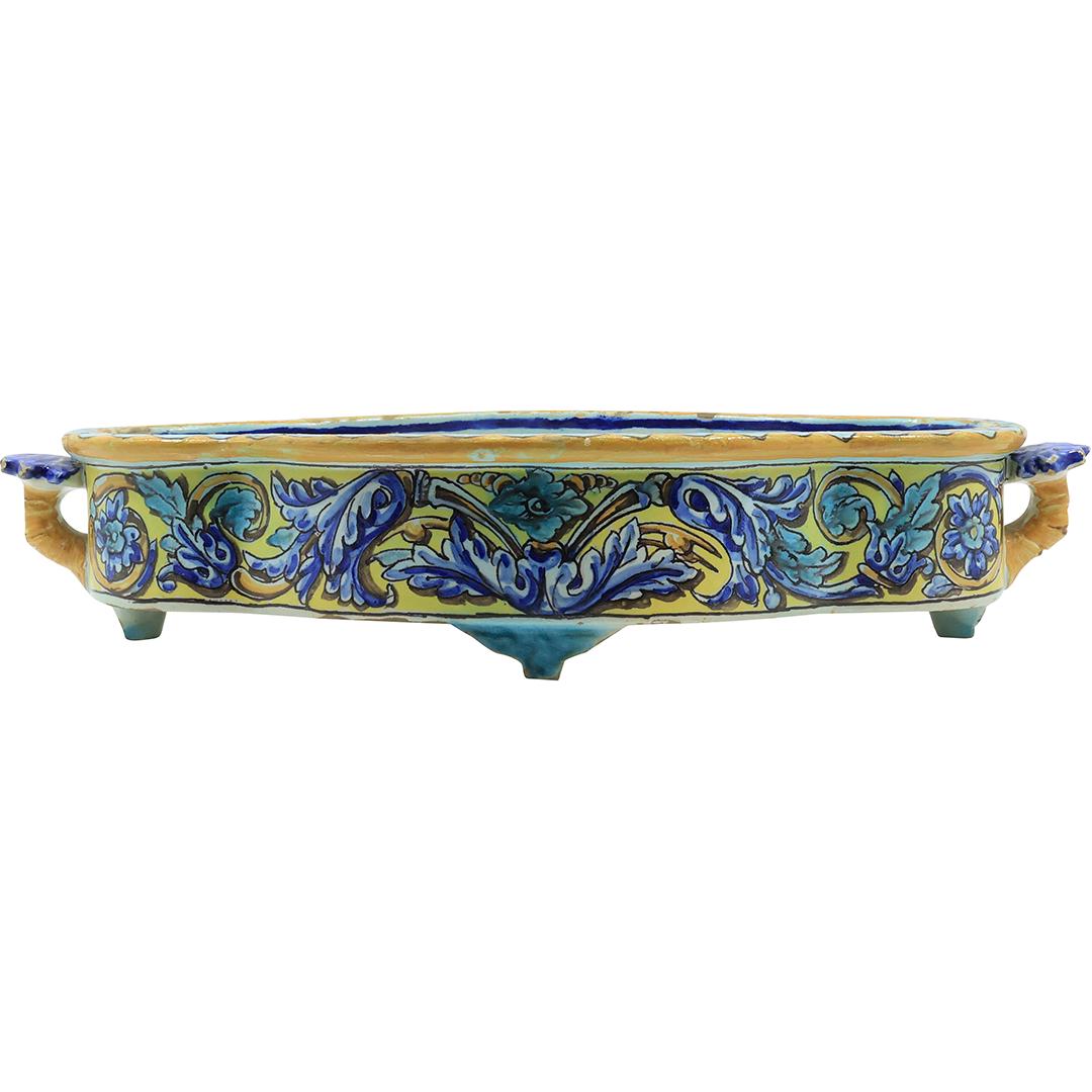 Italian Faience Decorated Deep Dish Footed Serving Platter 20.5 inches length (1 of 20)