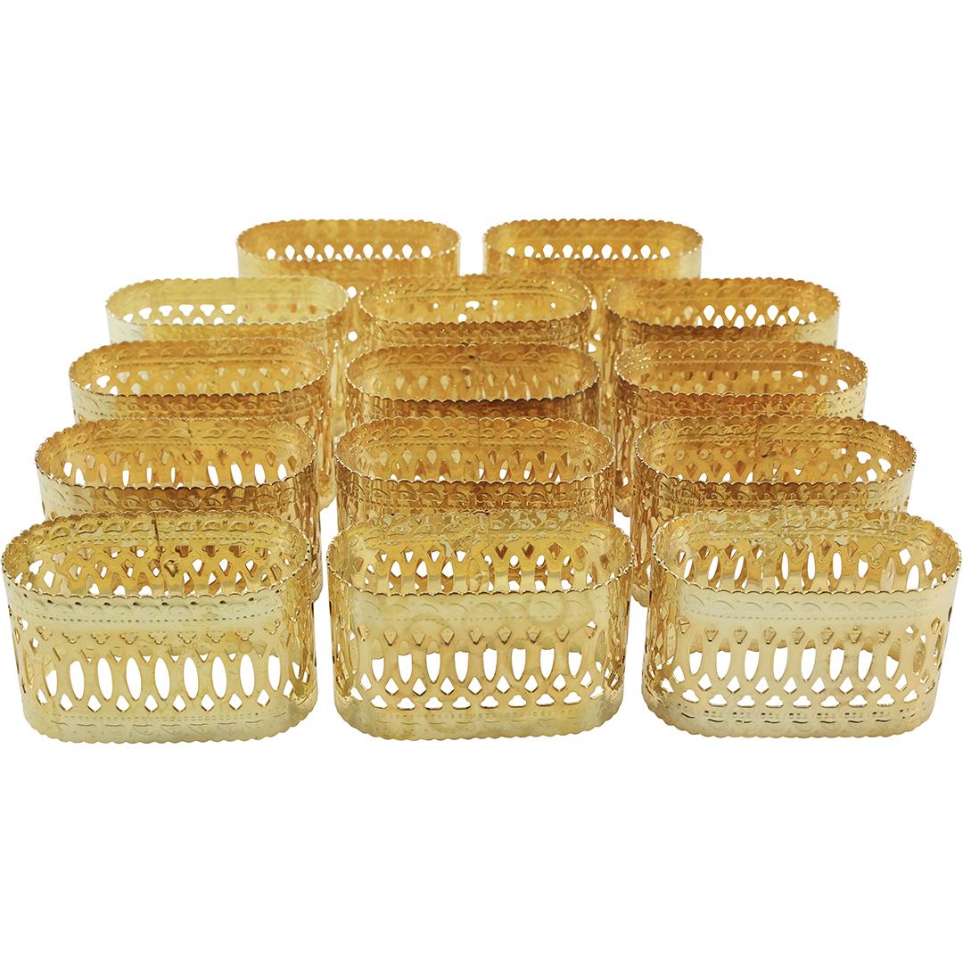 (14) Gold Tone Metal Fancy Matching Napkin Rings (1 of 18)