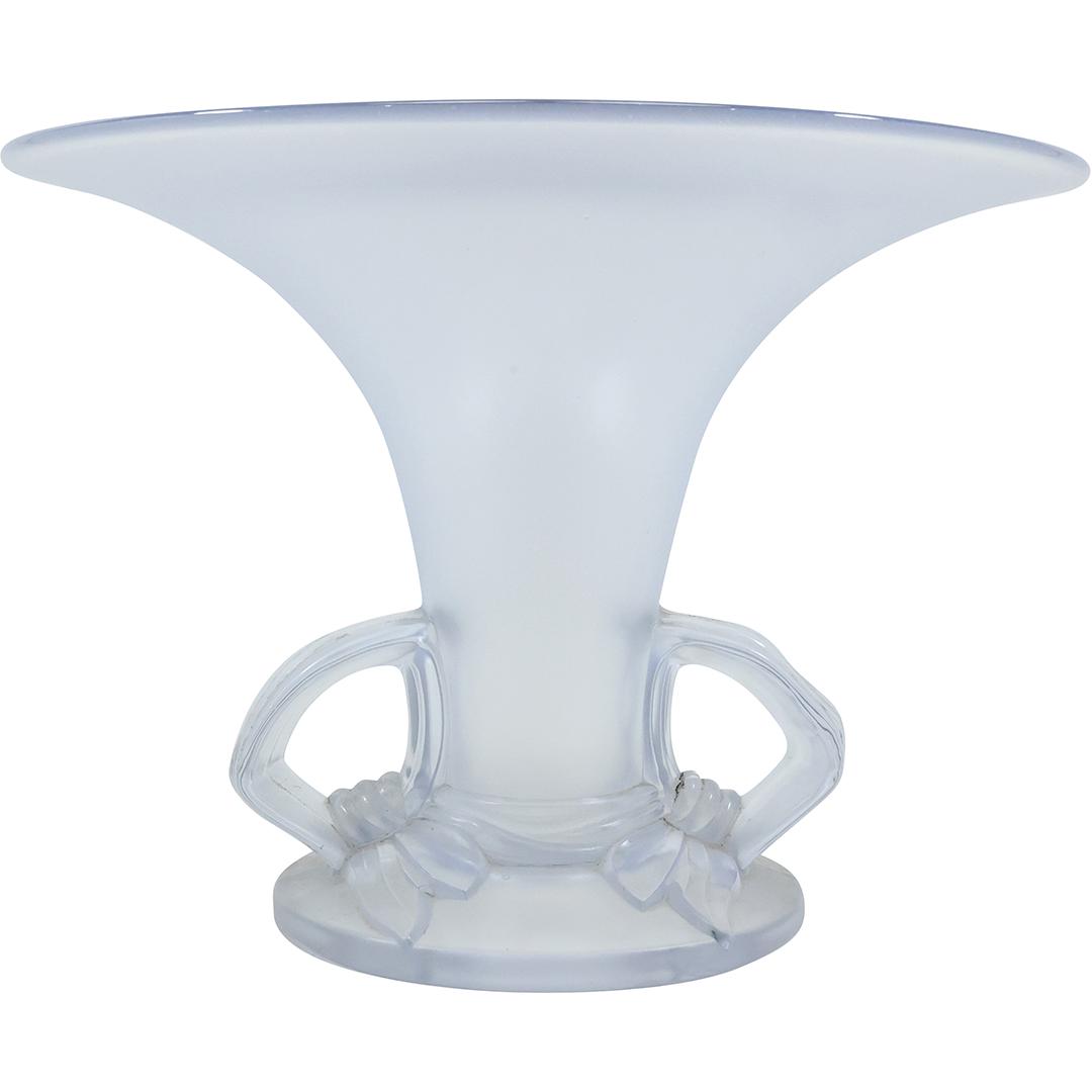 Cathay Clear Frosted Ku Ribbon Vase by Imperial Glass, Ohio 10.25 inches diameter (1 of 18)