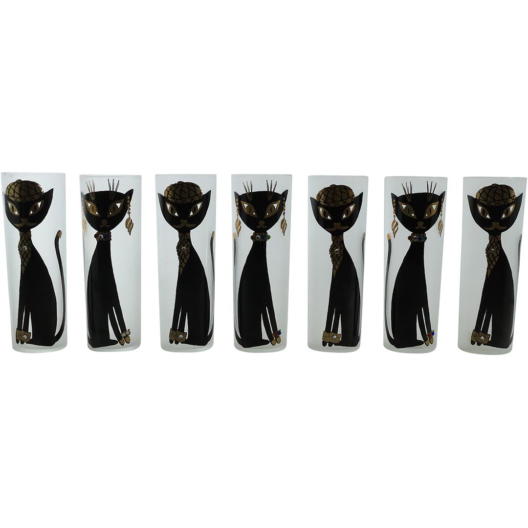 [7] Mid-Century Modern CAT Drinking Glasses Maida Armour Original Designs (1 of 15)