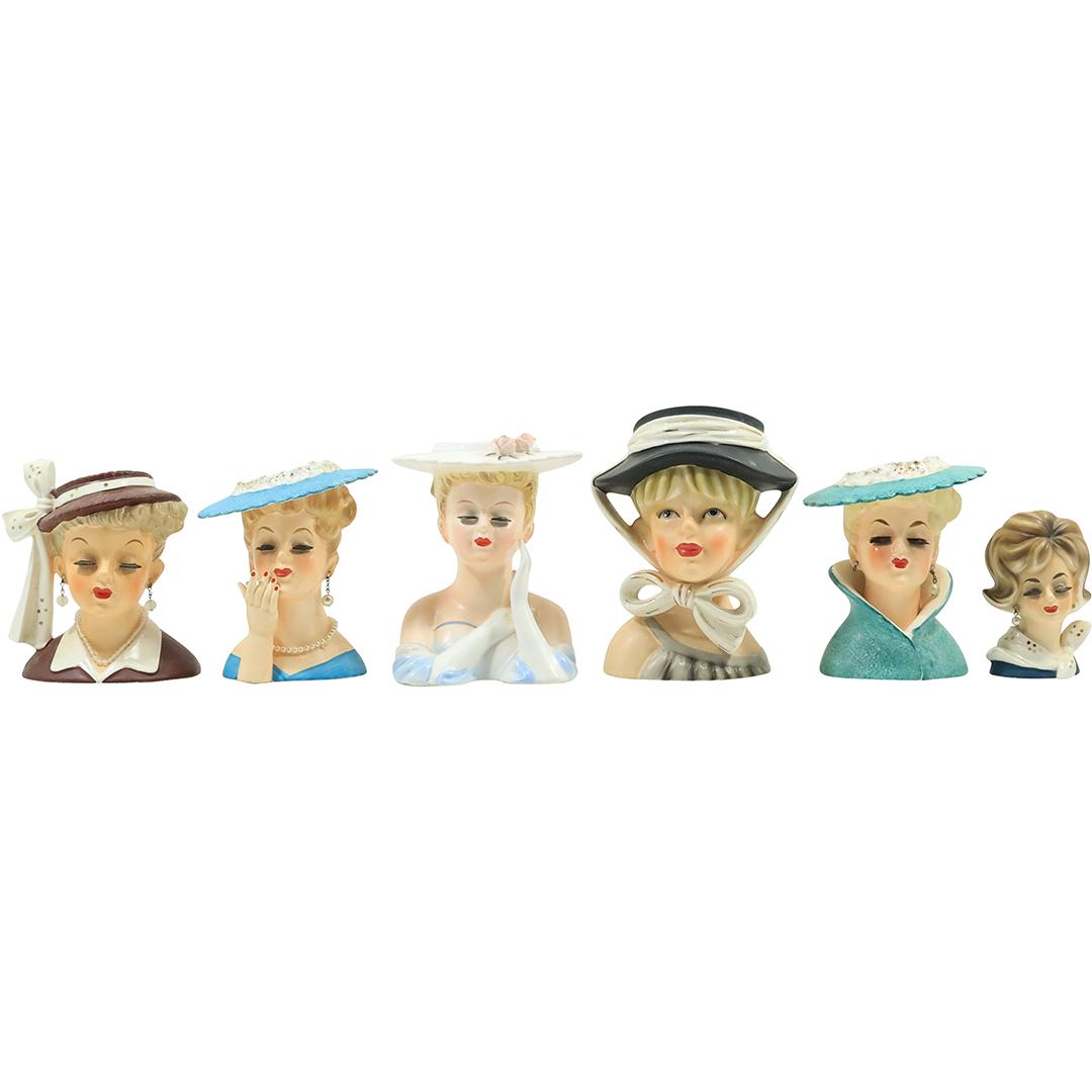 [6] Assorted Ceramic Hand Painted Fashion Women Head Planters (1 of 20)