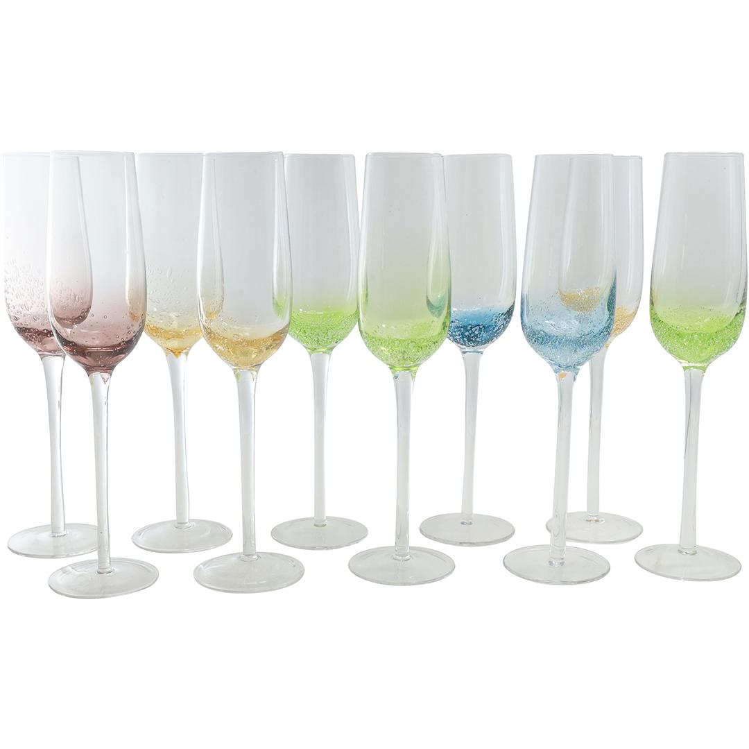 [10] Multi Colors Clear Stem Cocktail Flutes Glasses Stemware (1 of 20)