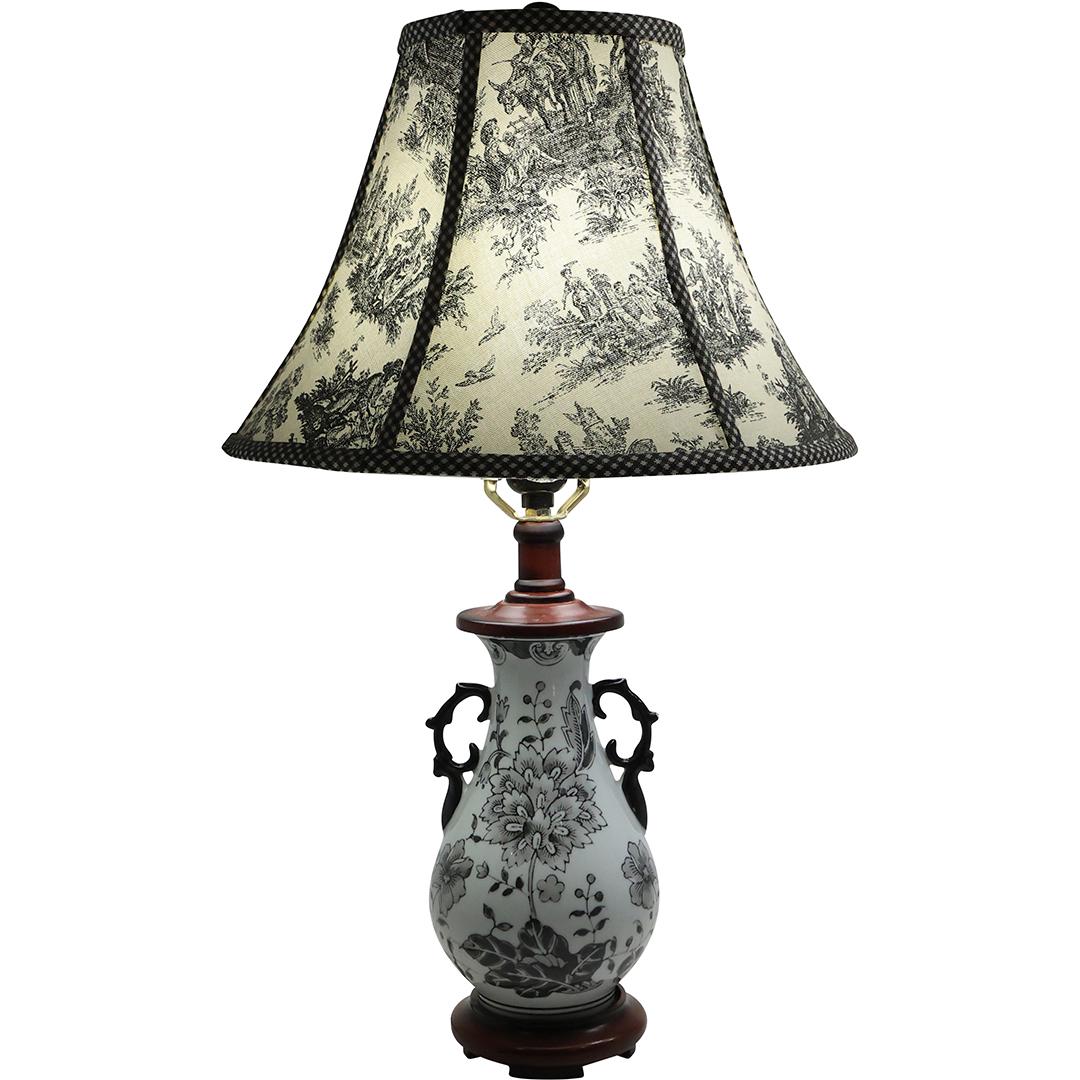 Porcelain Urn Base Floral Pattern Table Lamp with Shade 23 inches overall height (1 of 20)