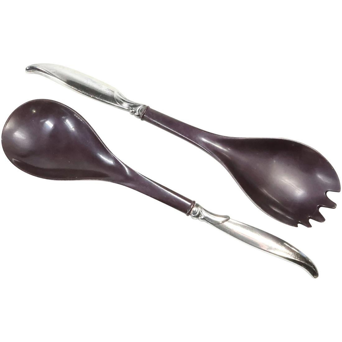 2-Piece DANISH Sterling Silver and Teak Wood Salad Serving Set (1 of 15)