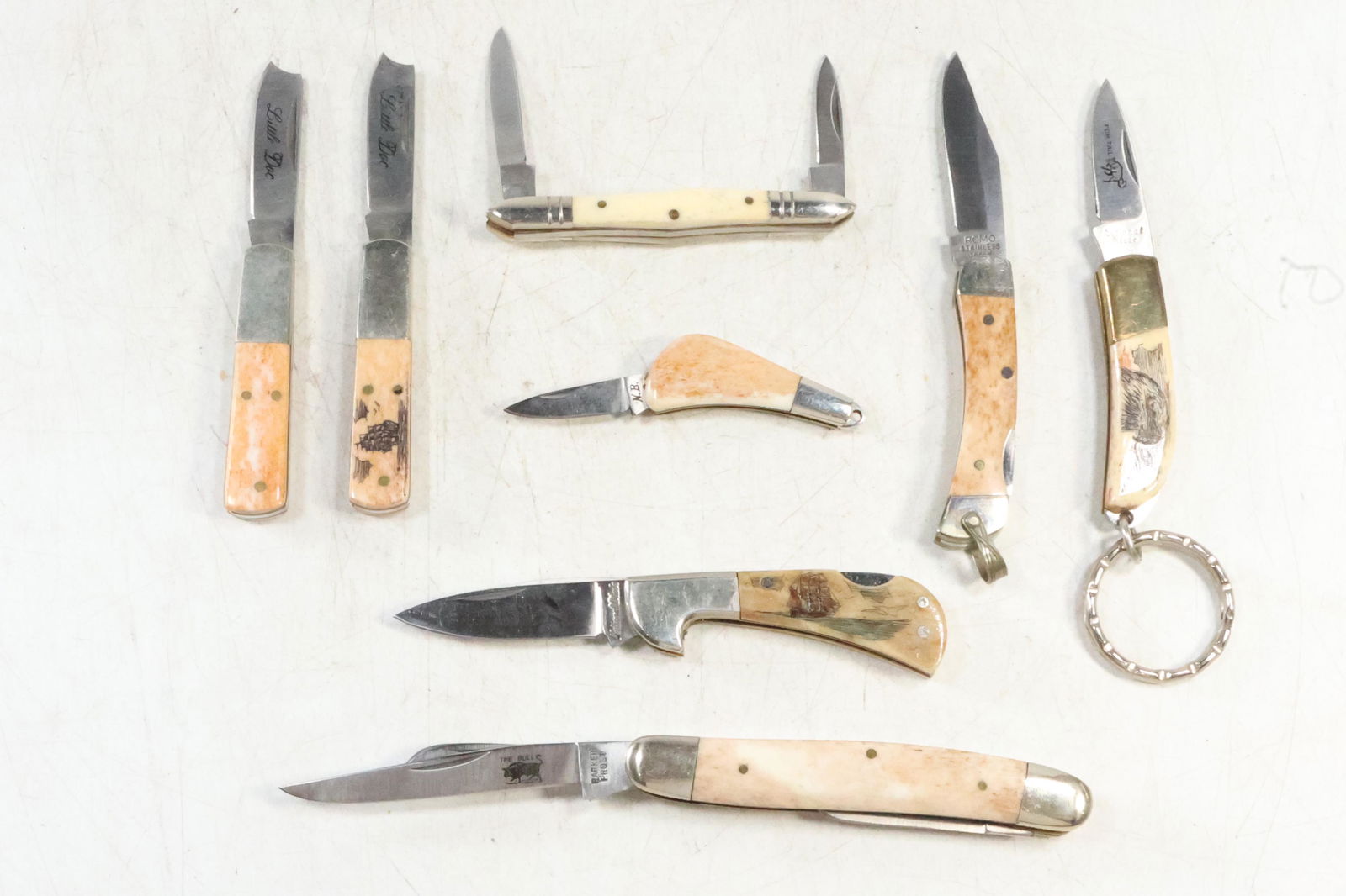 [8] Assorted Pocket Knives: Japan: The Bull, Grey Fox, Romo, Powder Horn, Little Eagle, Fox Tail, (1 of 19)