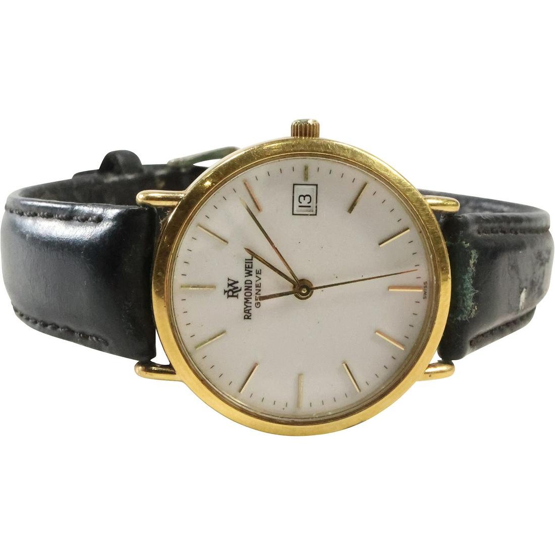 RAYMOND WEIL 18K Electroplate Watch Geneva #5507-2: RAYMOND WEIL 18K Electroplate Watch Geneva #5507-2