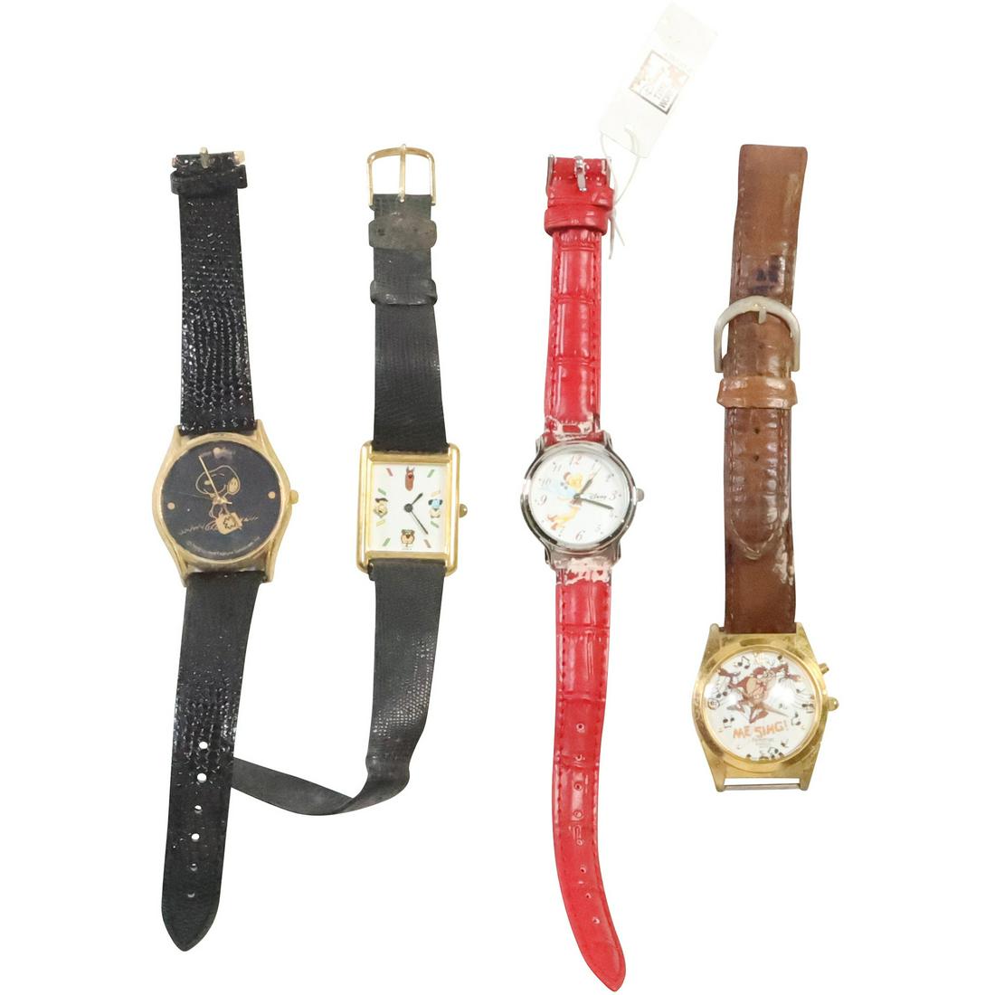 [4] Assorted Character Wristwatches: Disney Tinker Bell; Armitron Musical TAZ "Me Sing"; Snoopy 1958 (1 of 17)