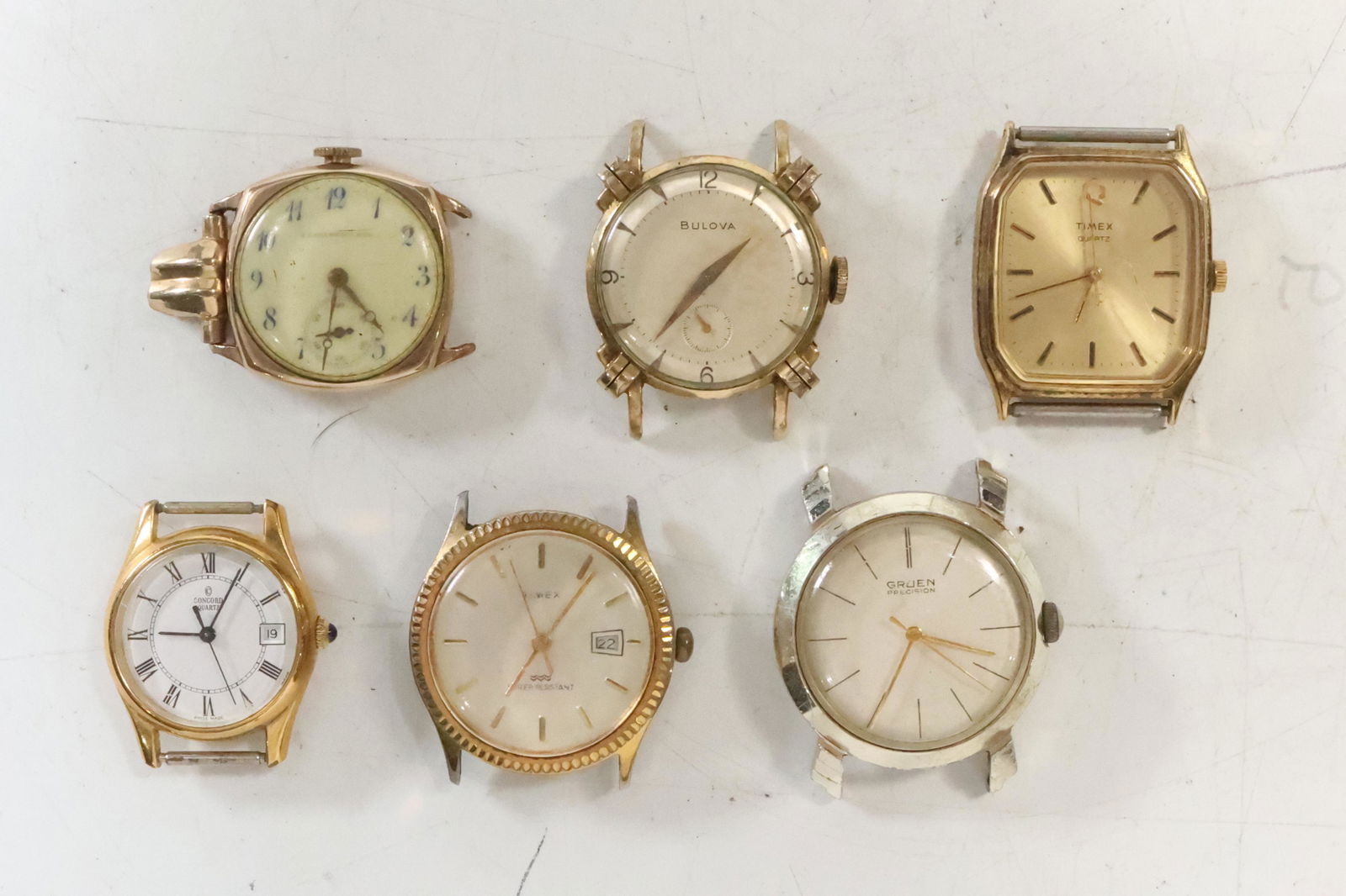 [6] Assorted Wristwatches No Bands: Concord Ladies 18K Gold Electroplated; JE Caldwell Trench 10K GF (1 of 14)
