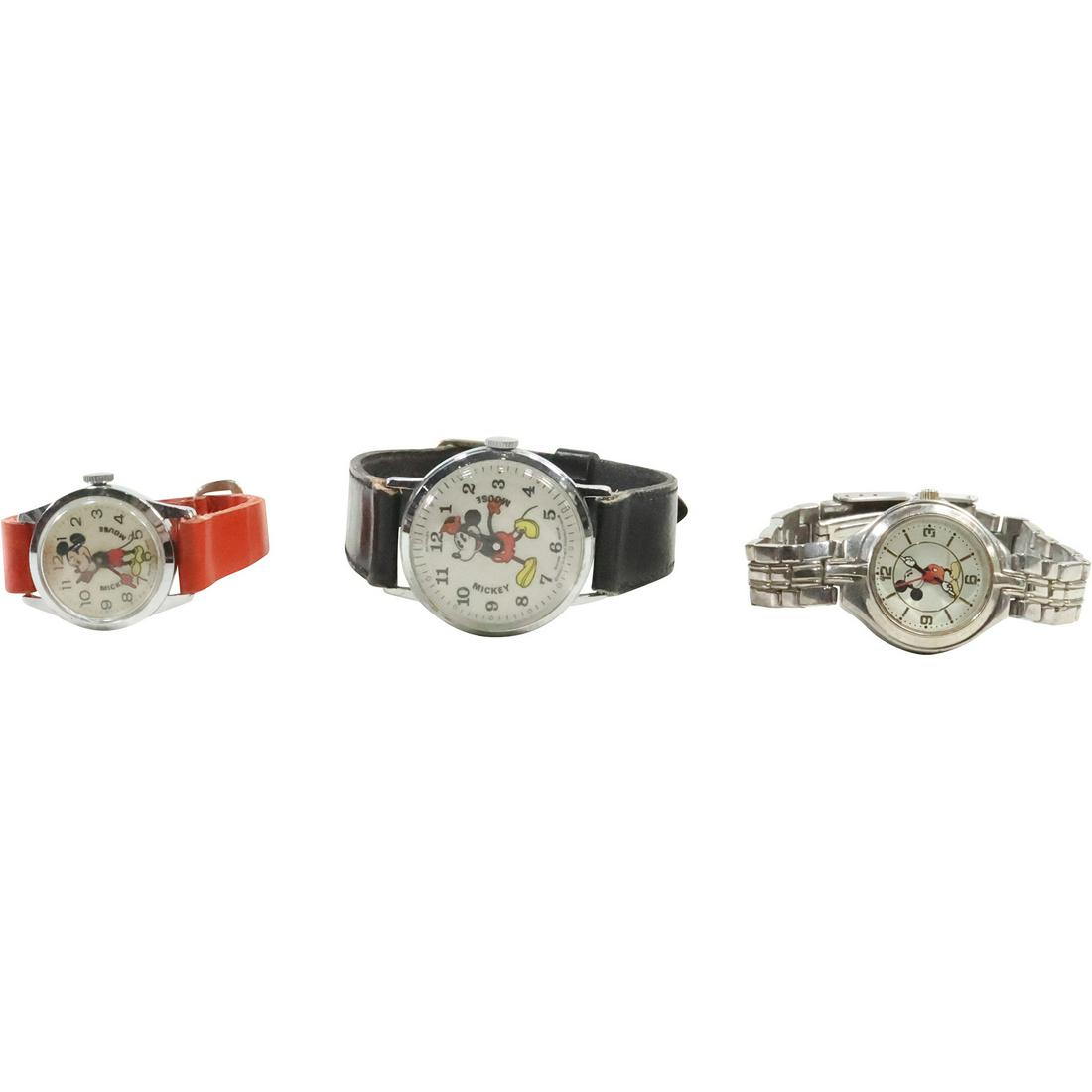 [3] Assorted Walt Disney MICKEY MOUSE Wristwatches: Walt Disney Swiss Black Band; MCK 167 (1 of 11)