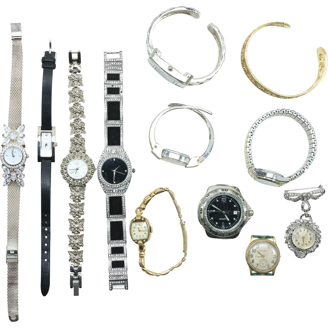 [12] Assorted Ladies Fashion Wrist Watches: Lenox .925, Ariel, Bucherer, MMA, Bulova, Avalon (1 of 19)