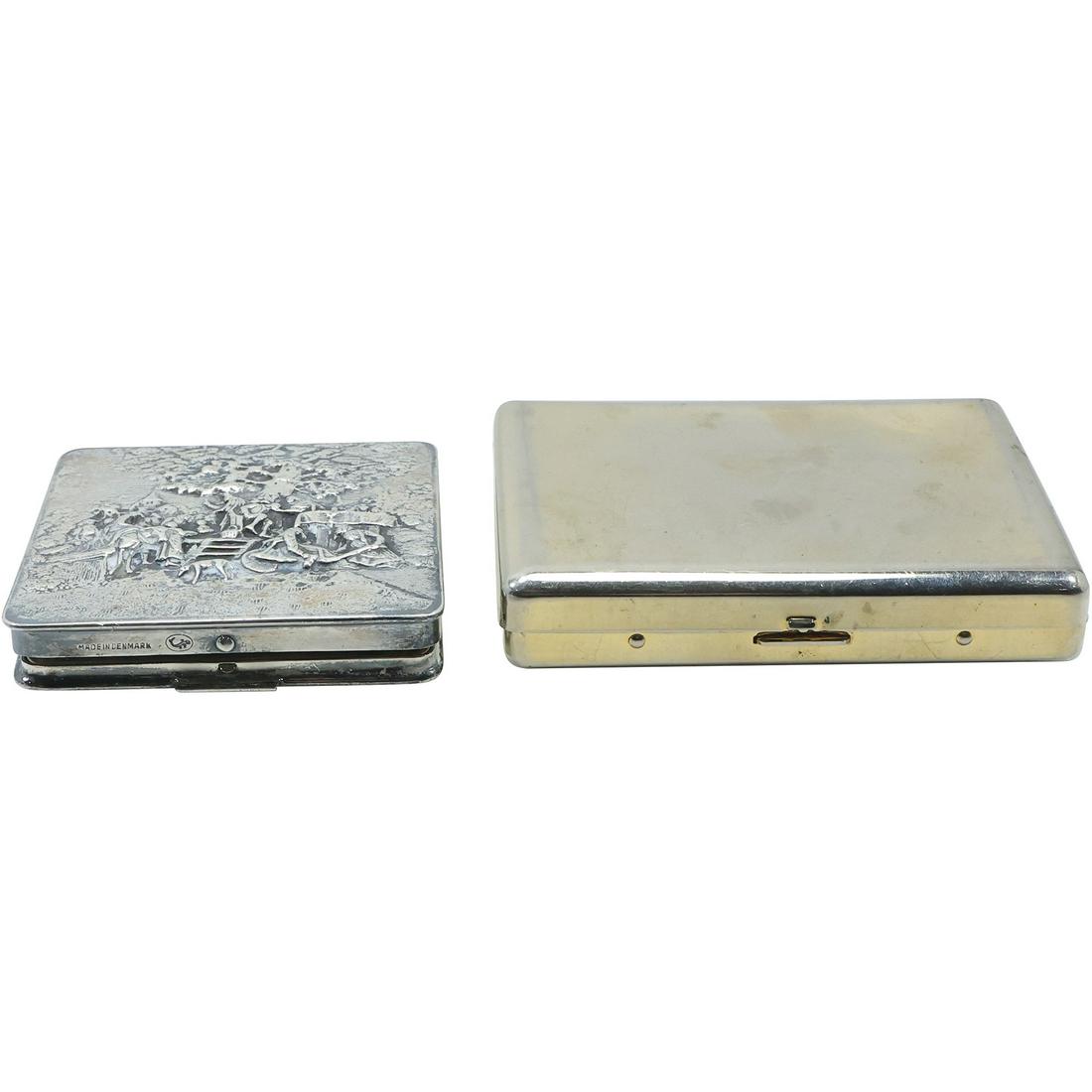 Silver Cigarette Case 2 3/4 in. x 3 3/4 in.  & Medical Scene From War Compact 2 3/4 in. x 2 3/4 in. (1 of 19)
