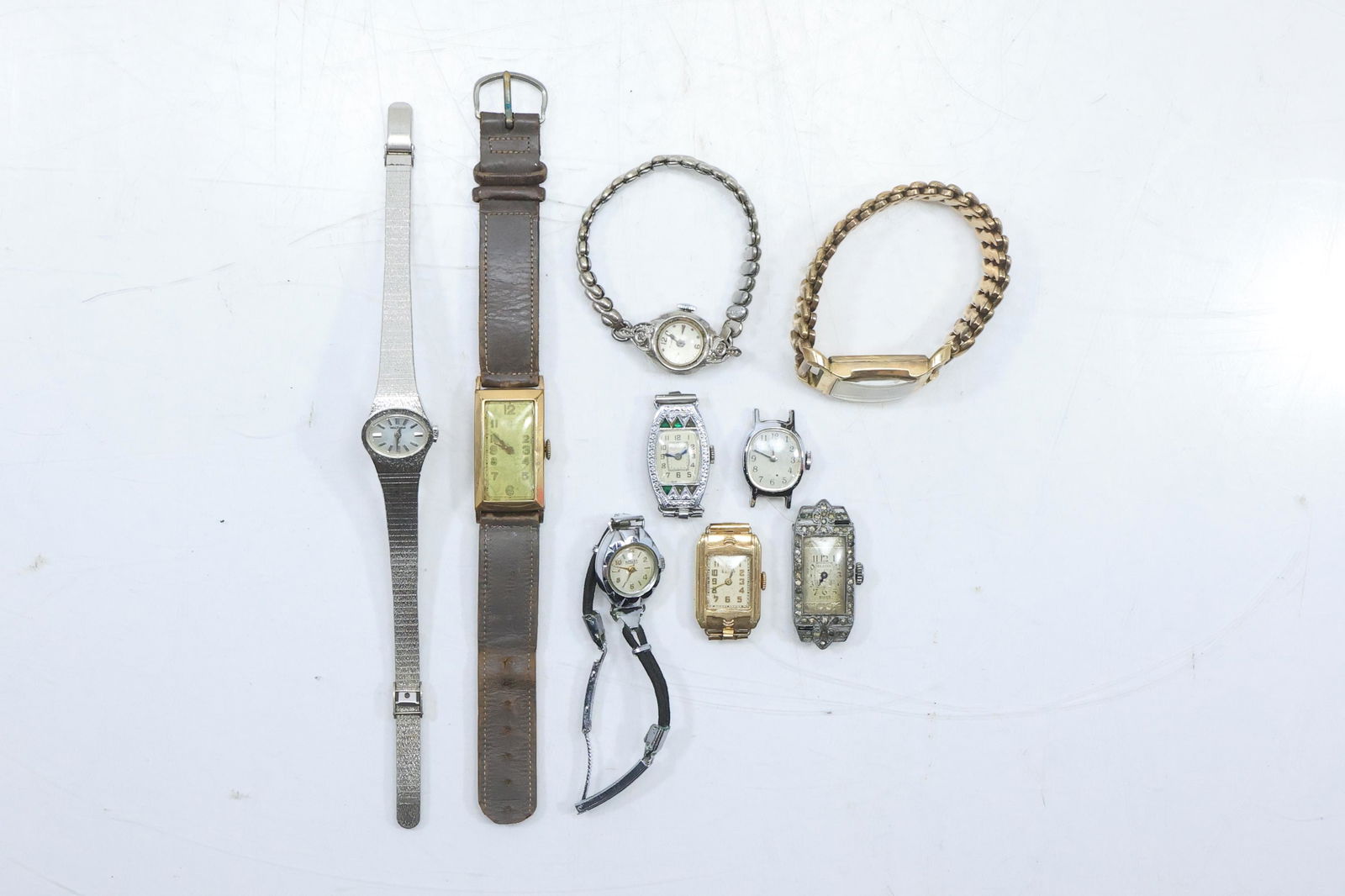 [9] Assorted Ladies Vintage Wrist Watches: Bulova 10K GF, Elain Swiss, Waltham 63 Silvertone: [9] Assorted Ladies Vintage Wrist Watches: Bulova 10K GF, Elain Swiss, Waltham 63 Silvertone, Timex Rhodium, others