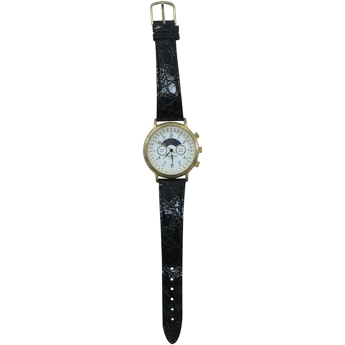 CARLTON Men's Quartz Moon Phase 36mm Wrist Watch: CARLTON Men's Quartz Moon Phase 36mm Wrist Watch