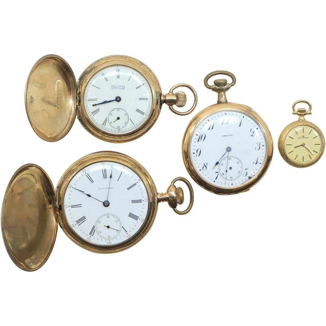 [4] Assorted Pocket Watches: Precise 14K GF 17 Jewels, Waltham 15 Jewels, Trenton 10K GF, (1 of 20)