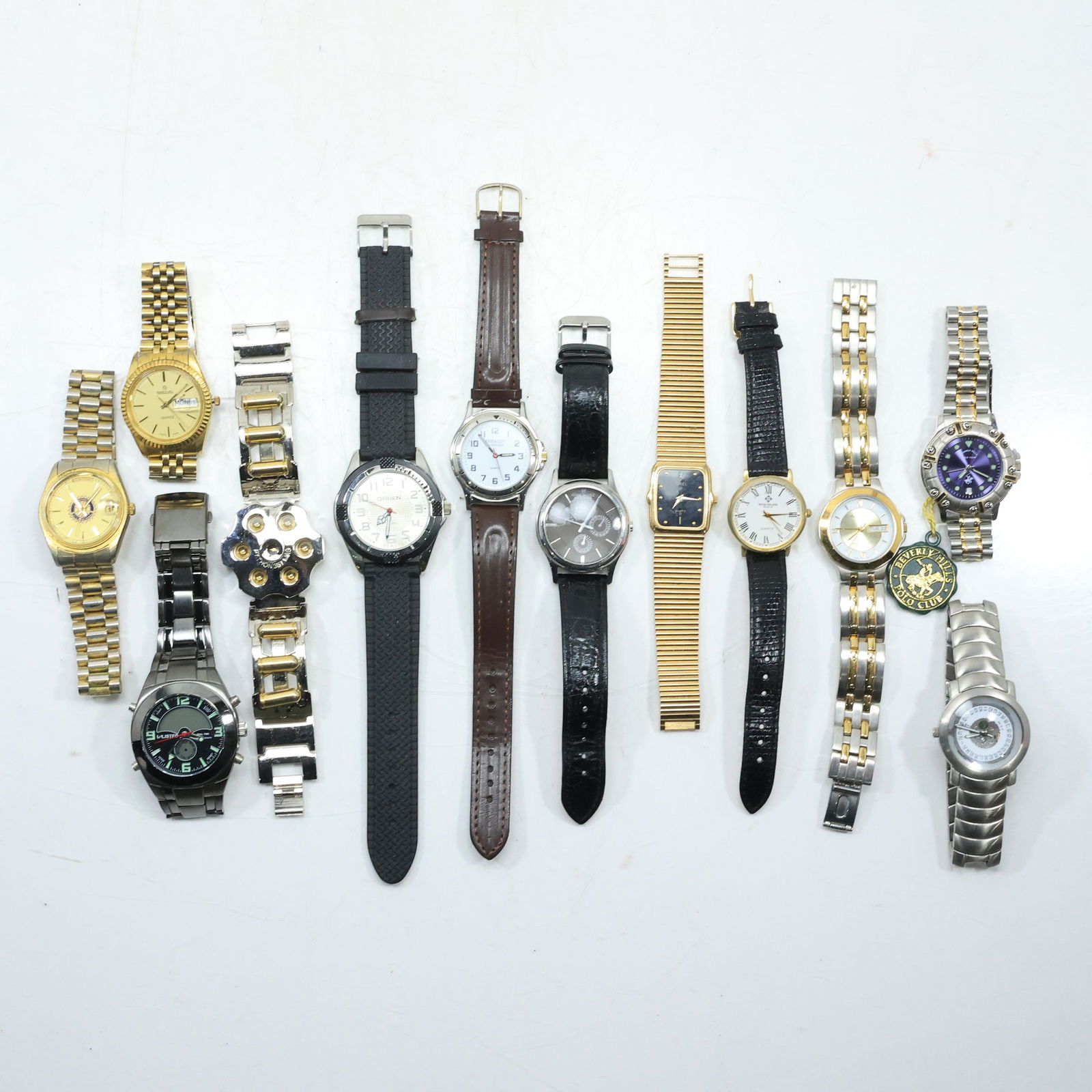 [12] Assorted Men's Wrist Watches: Polo Club, Andrew Fezza, Patek Philippe [Geneva], Gruen, Jarel (1 of 17)