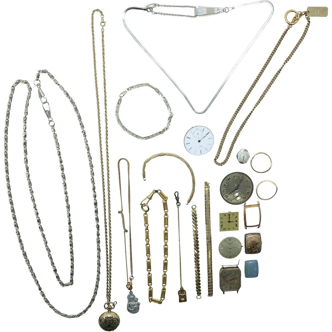 Assorted Gold Filled Watch Fob, Band, Chain, and Watch Parts (1 of 20)
