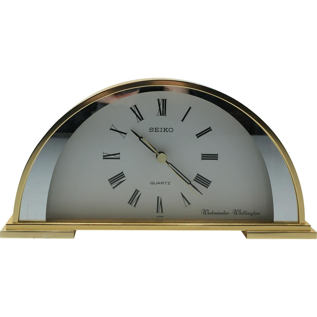 SEIKO Brass Half Moon Mantle Clock Quartz Westminster Willington works 10 in. length (1 of 20)
