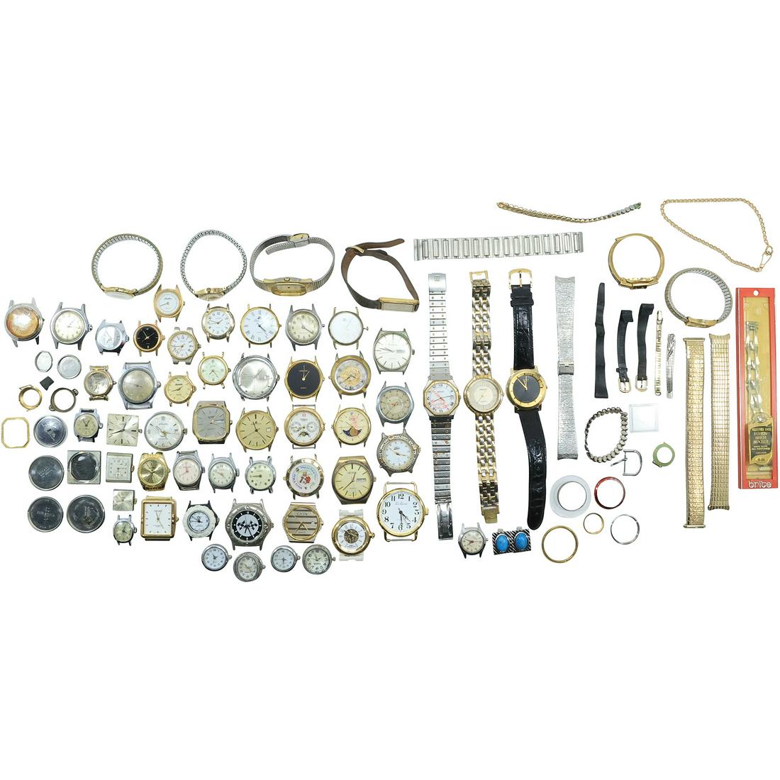 Large Assortment of Watch Parts and Faces: Citizen, Gruen, Tissot, Norbee, Seiko, Timex, Fossil (1 of 20)