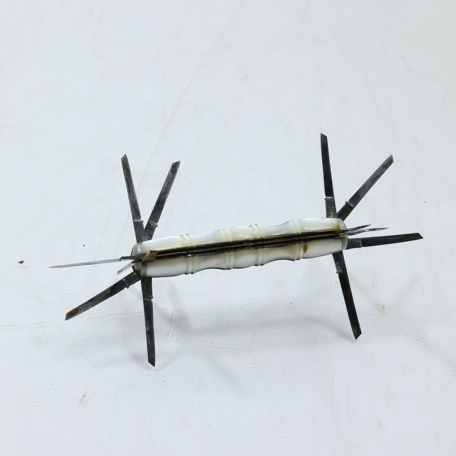 No. 1 Cast Steel with Mother of Pearl Panels 4-Sided Pocket Knife 3 1/8 in. length (1 of 18)