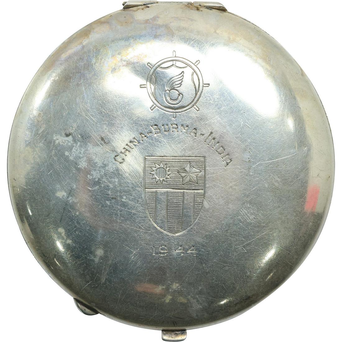Sterling Silver China - Burma - India Compact 1944 3 in. diameter weights 83.4 grams: Sterling Silver China - Burma - India Compact 1944 3 in. diameter weights 83.4 grams
