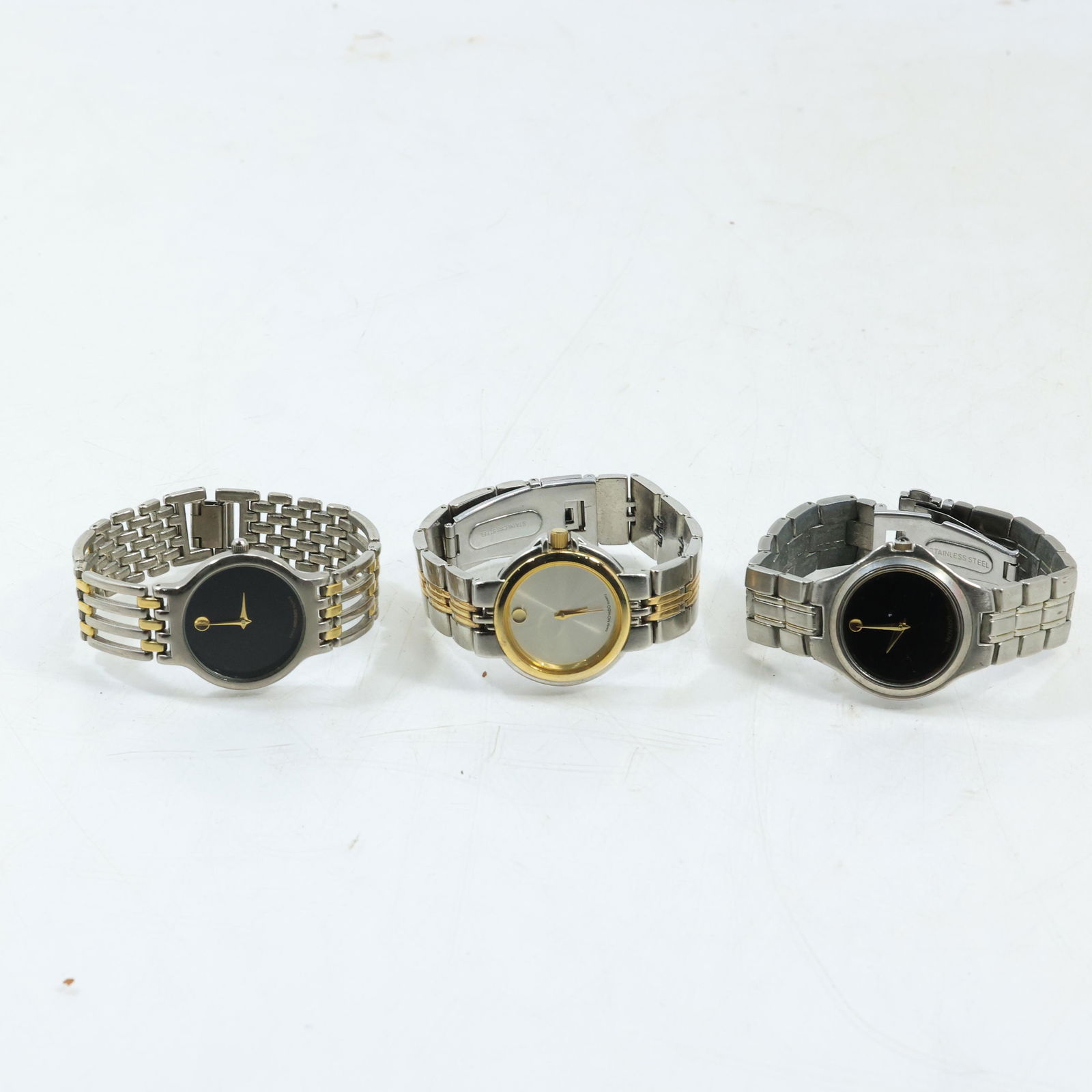 [3] MOVADO Men's Wrist Watches: 97AZ888 2-Tone Silver Face, 86A18162 Silver Tone Black Face, (1 of 18)