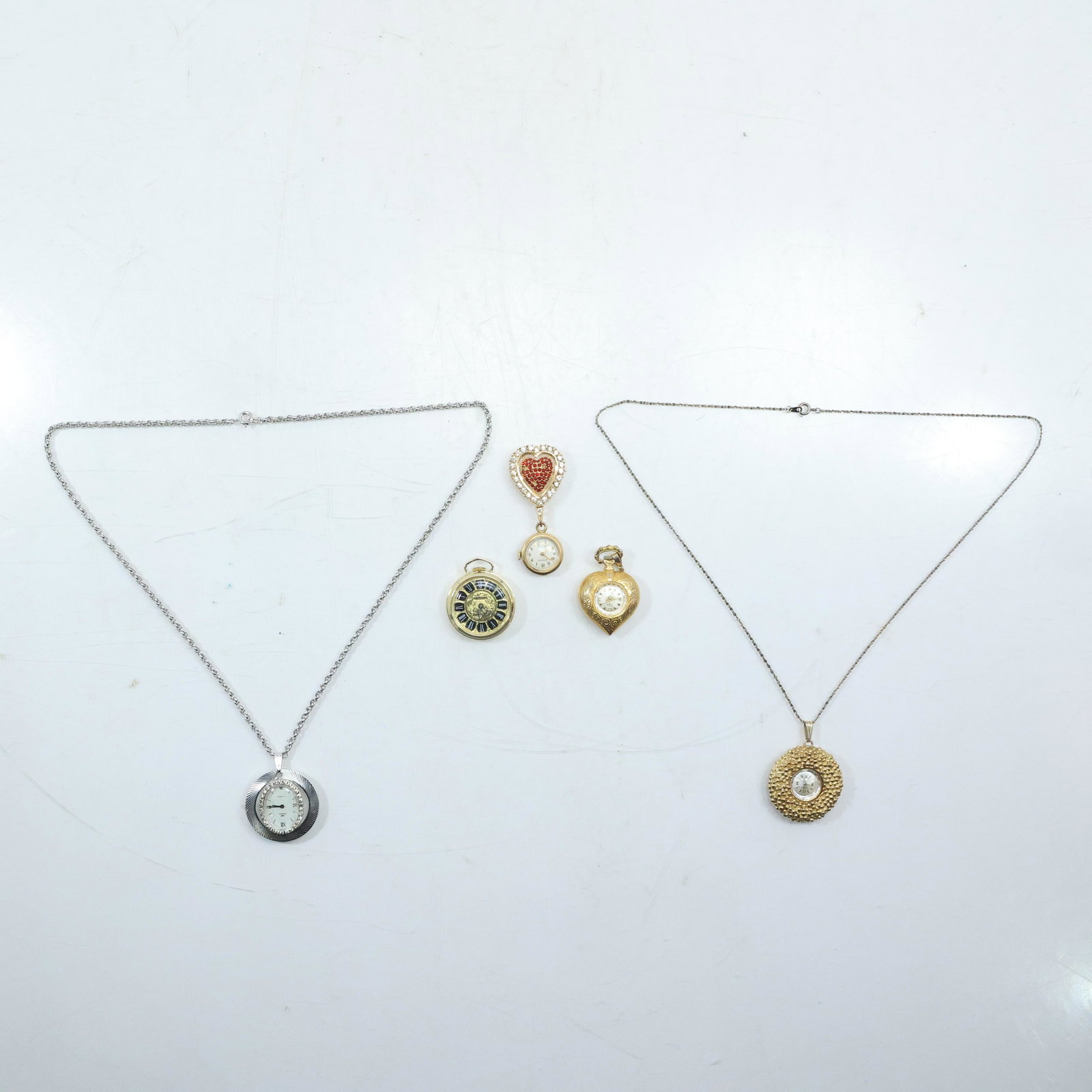 [5] Assorted Pendant Watches: Winton 10K RGP Rhinestone Heart Pendant, Sheffield Heart, Belair (1 of 20)