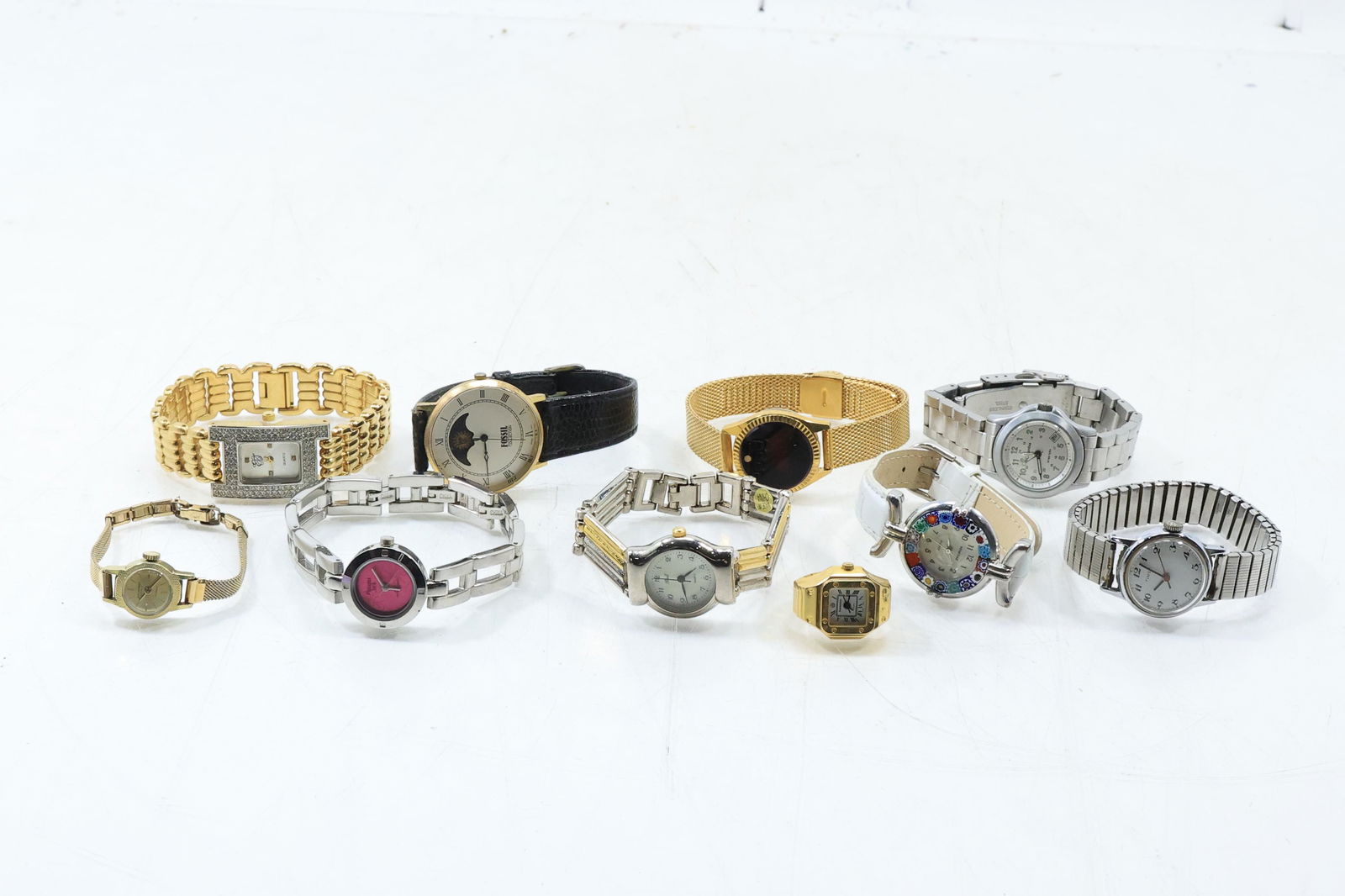 [10] Assorted Wrist Watches: Vintage Gold Digital, Columbia, Fossil, Jean Perret Geneve, Pearl (1 of 18)