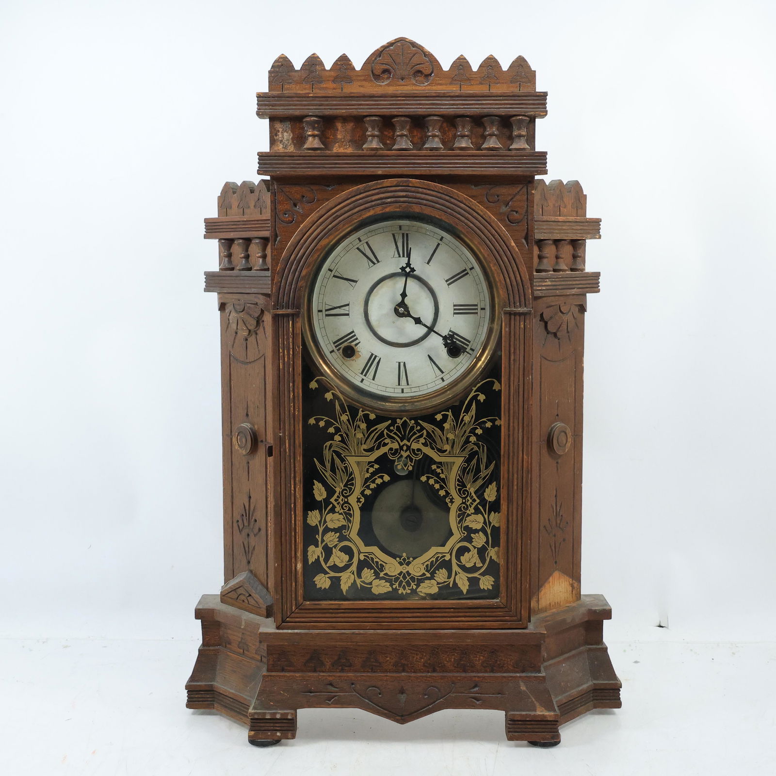 WM L GILBERT "ALTAI" Victorian Wood Case Mantle Clock 21 inches height, Original Pendulum (1 of 20)